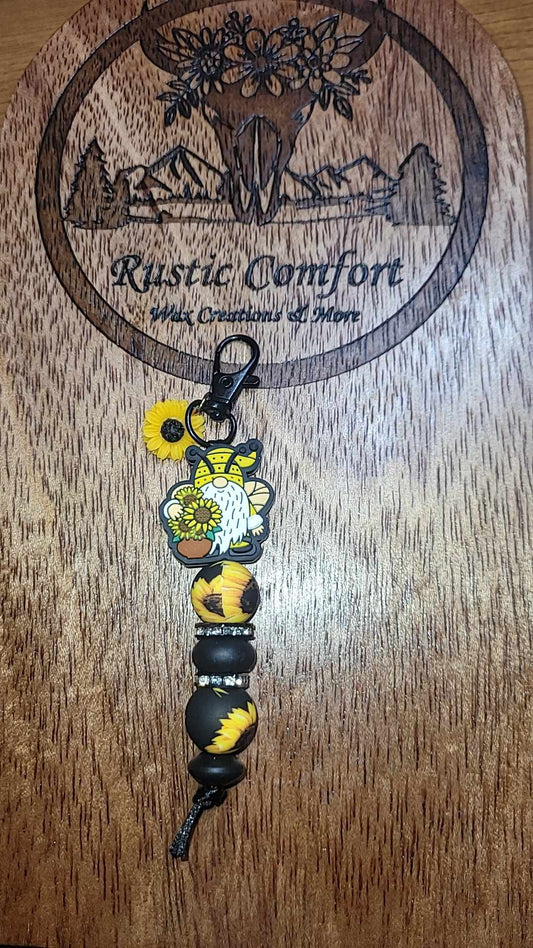 Sunflower Gnome Keychain