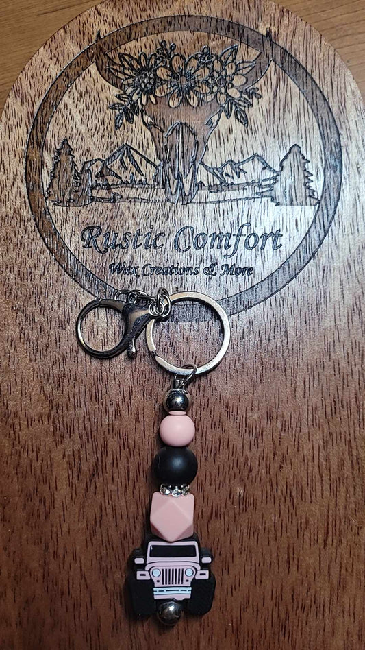 Pink Jeep Keychain